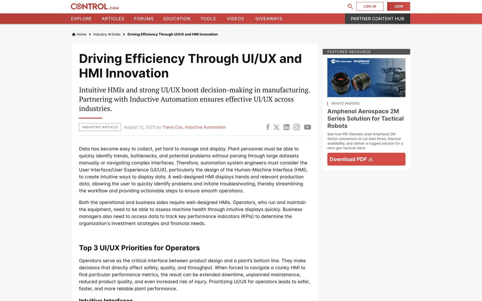 Inductive Automation article on Control.com